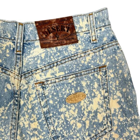 Vintage Reworked Desert Blue Jeans Denim Cutoffs 28 Bleached Shorts High Rise - Picture 3 of 5